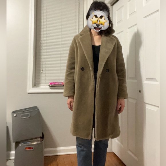 Zara plush faux fur pea coat - Picture 2 of 2